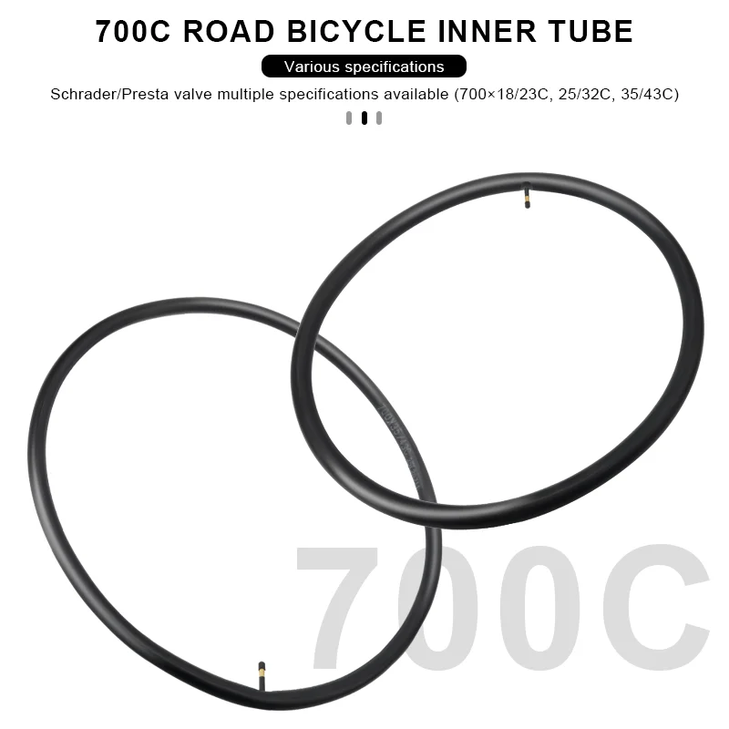 Rennrad-Schlauch 700*23C 25C 28C 35C Schrader Presta Ventil 48/60mm AV – Immagine 3