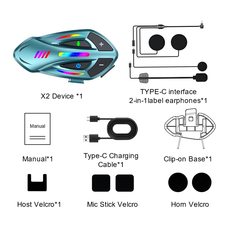 BLAISE Motorrad-Intercom BT6.0 Motorradhelm Bluetooth-Headset Musik-Sharing Sprachsteuerung IP66 Wasserdicht