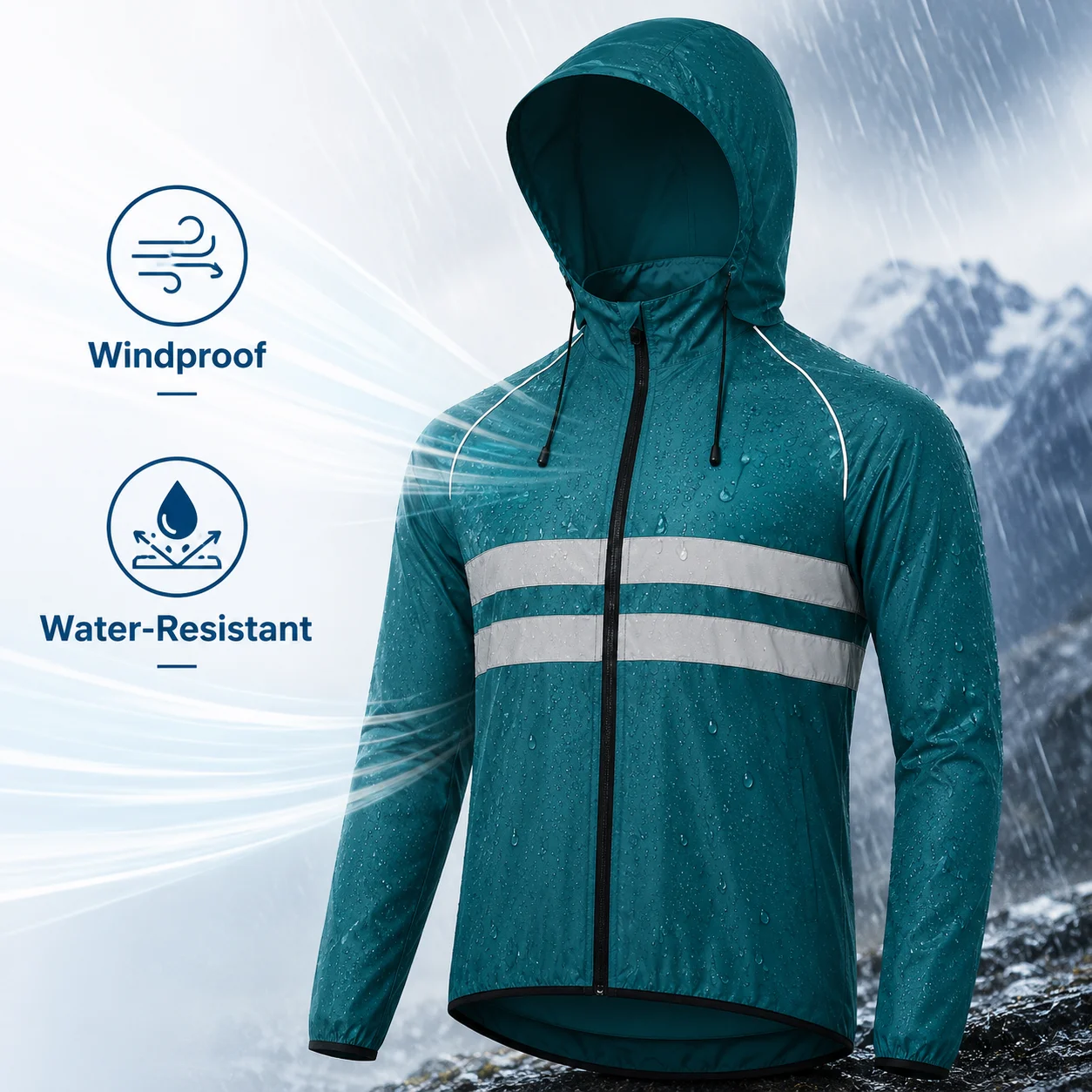 Leichte Fahrrad-Windjacke für Herren und Damen, Wasserdichte – Image 4