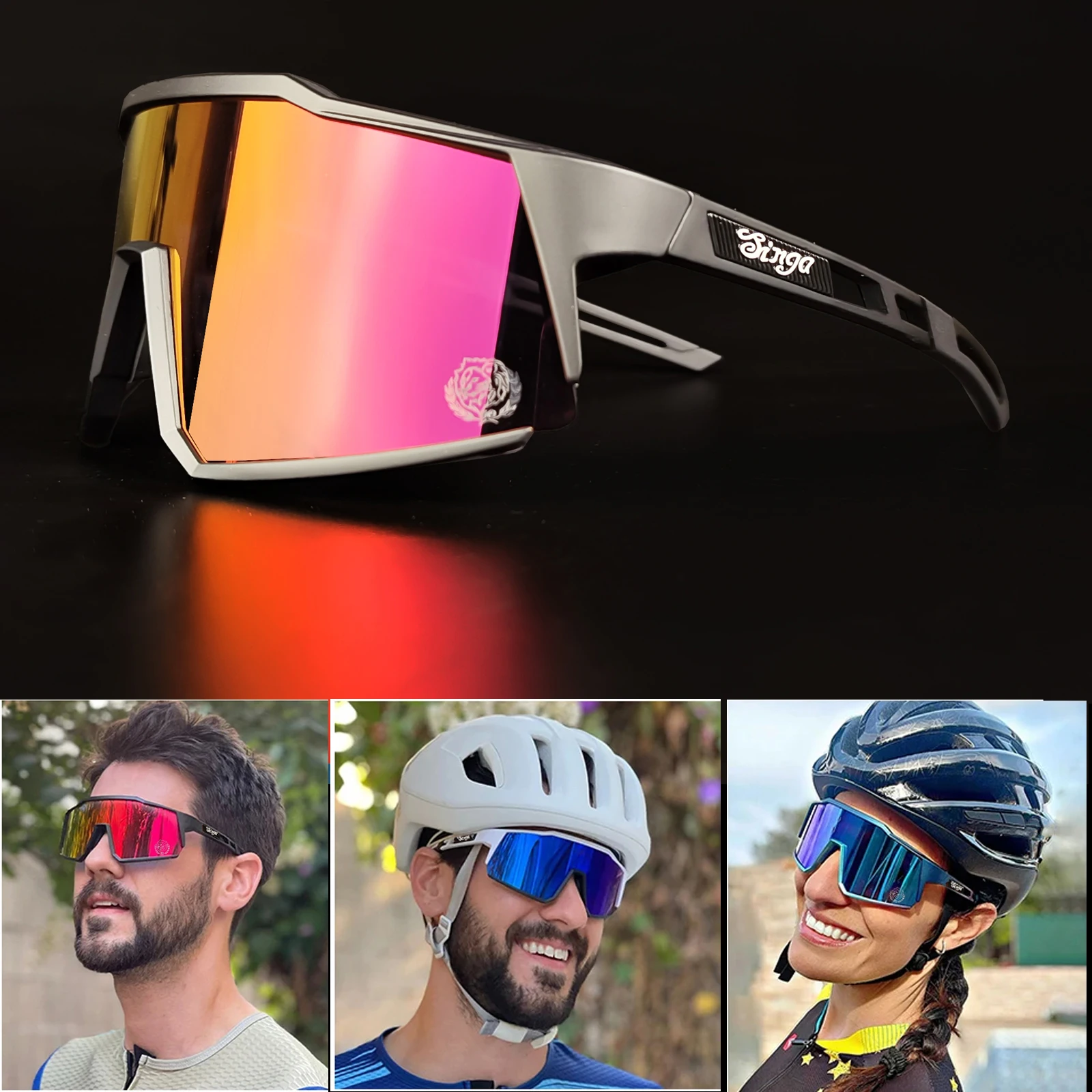Radsport-Sonnenbrille Fahrrad-Eyewear Sport-Dunkelgläser Radsportbrille Schwarze Polarisierte Gläser