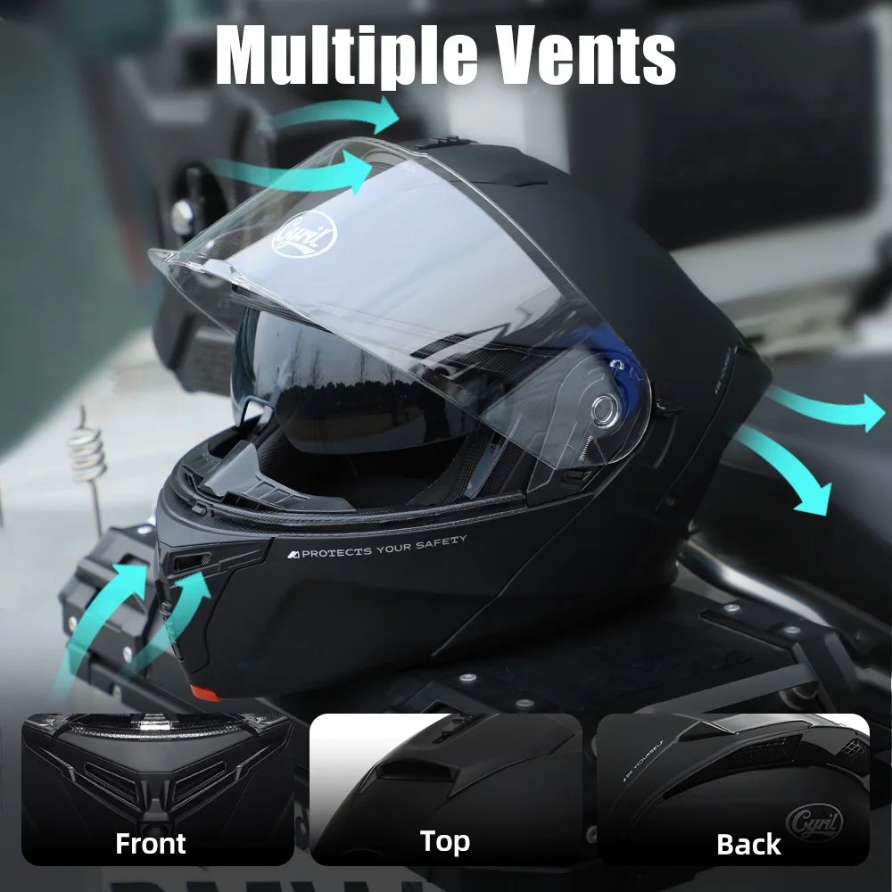 Modularer Motorradhelm ECE 22.06 zertifiziert, DOT-geprüft, für Männer – Bild 3