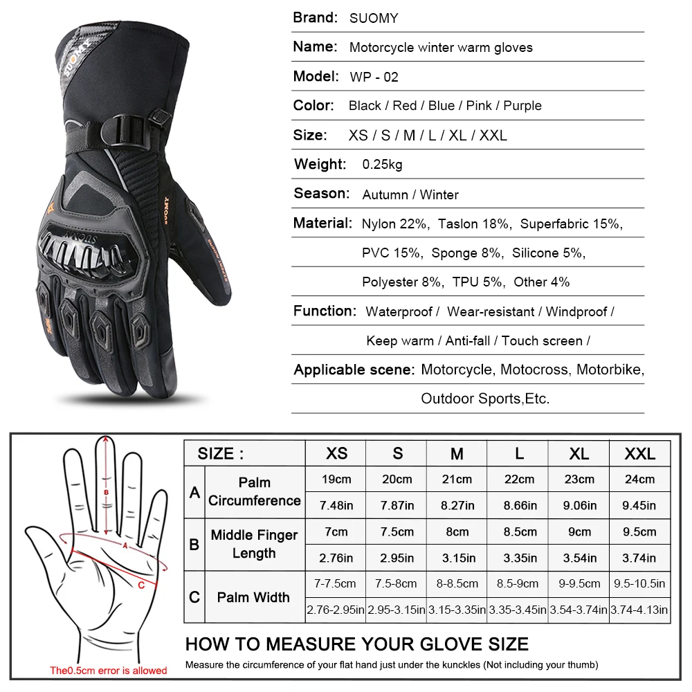 Ankunft Winter Motorrad Handschuhe Winddicht Wasserdicht Guantes Moto – Bild 6