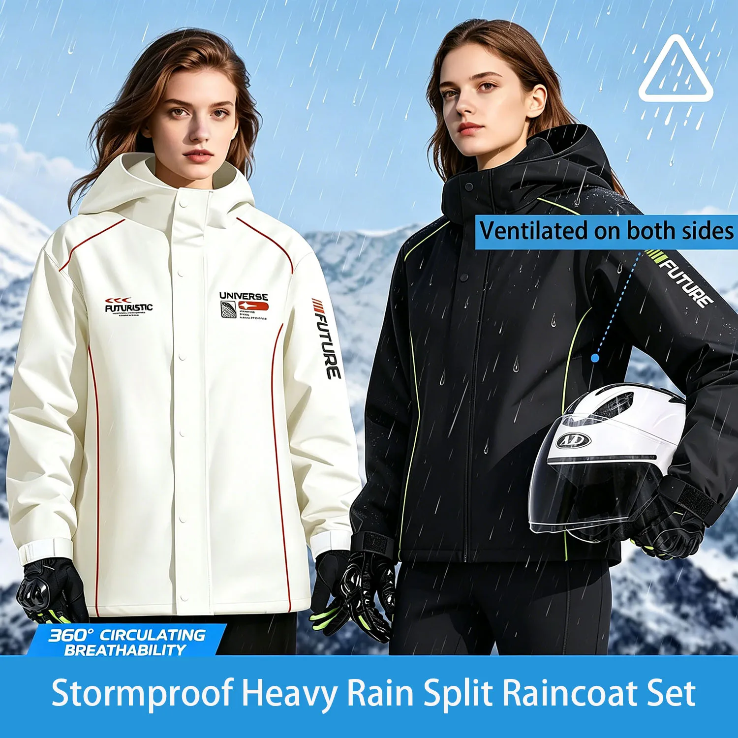 Motorrad-Regenanzug für Herren und Damen, Regenbekleidung, wasserdichter, schützender Regenmantel mit Hose