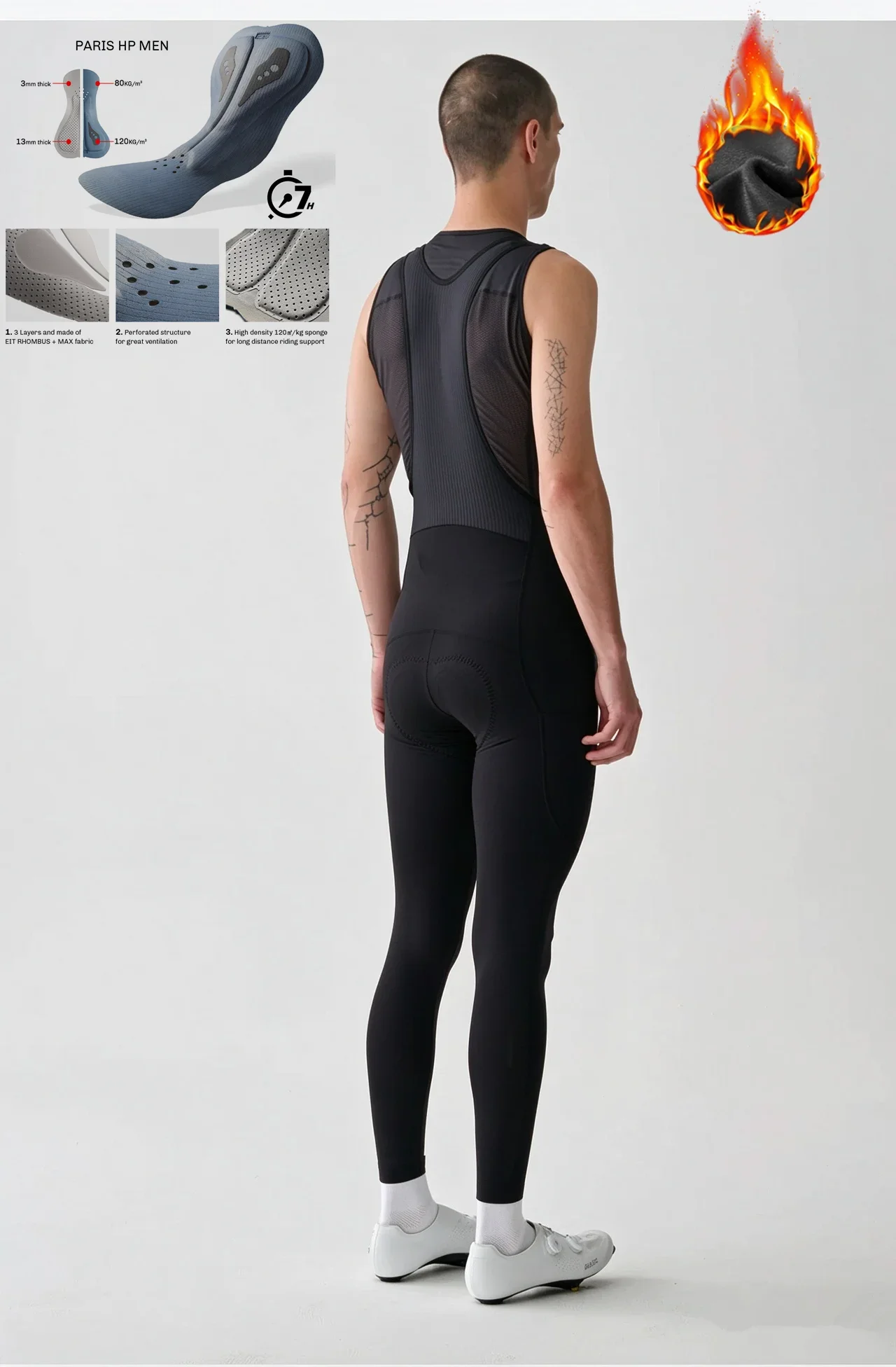 Herren Winter-Radhose mit Seitentaschen, Thermofleece-Leggings, MTB-Rennrad-Fahrradhose, Sportbekleidung