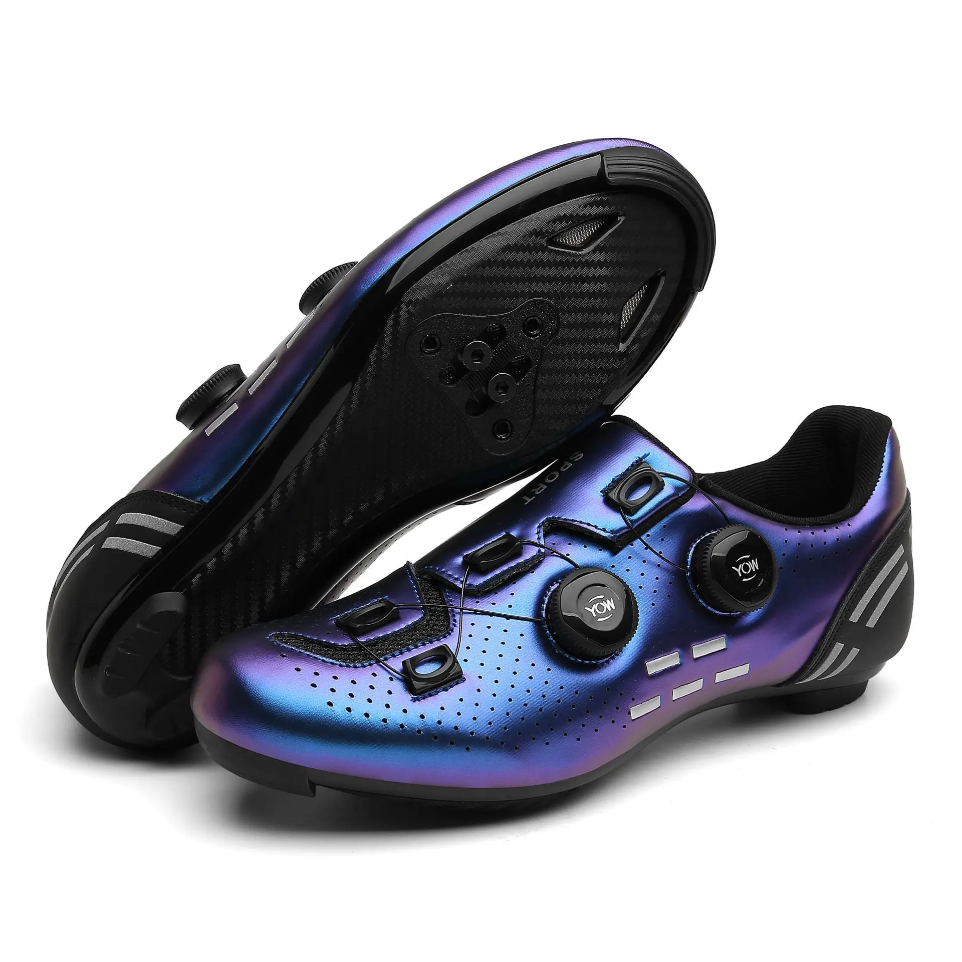 Herren-Rennradschuhe MTB Fahrradschuhe mit Drehverschluss Atmungsaktives Mikrofaser-Obermaterial Harte Sohle