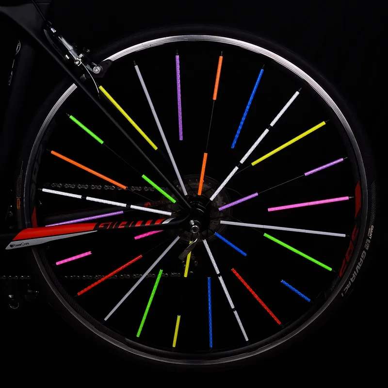Beutel Fahrrad-Speichen-Reflektoraufkleber Warnstreifen DIY 7,5cm MTB Fahrrad-Reflektor (12 Stück)
