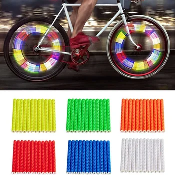 Beutel Fahrrad Rad Speichen Reflektierende Aufkleber Rohr Streifen Warnlicht DIY 7,5 cm MTB (12 Stück)