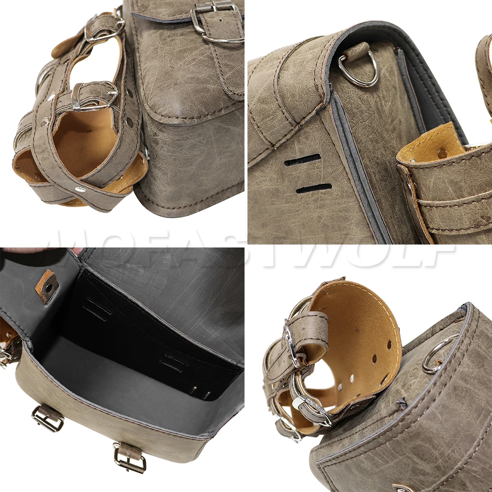 Retro PU Leder Motorrad Satteltasche Satteltaschen Beutel – Bild 5