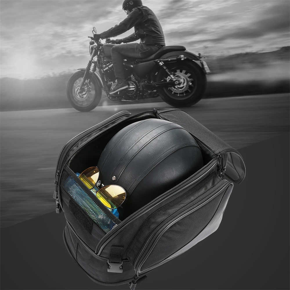 Motorrad-Hecktaschen 18-22L Erweiterbare Sissy-Bar-Tasche für Can-Am – Bild 4