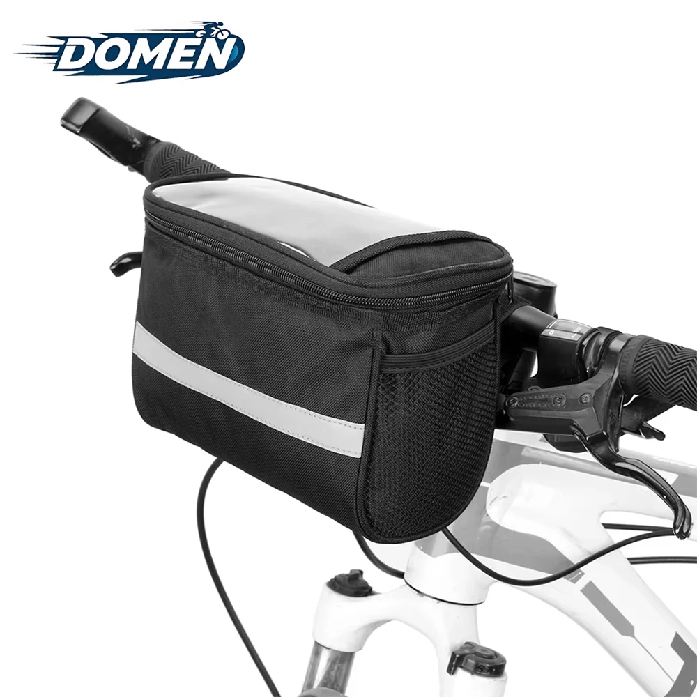 DOMEN Fahrrad-Lenkertasche vorne, Outdoor-Fahrrad, reflektierender Riemen, berührbare Handytasche