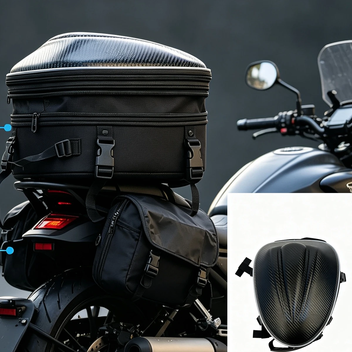 Wasserdichte Motorrad-Hecktasche, Multifunktionale Motorrad-Rücksitztasche, Erweiterbare