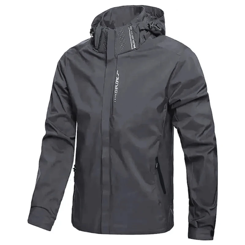 Herren Outdoor Wasserdichte Winddichte Jacke mit Kapuze Leichte – Image 4