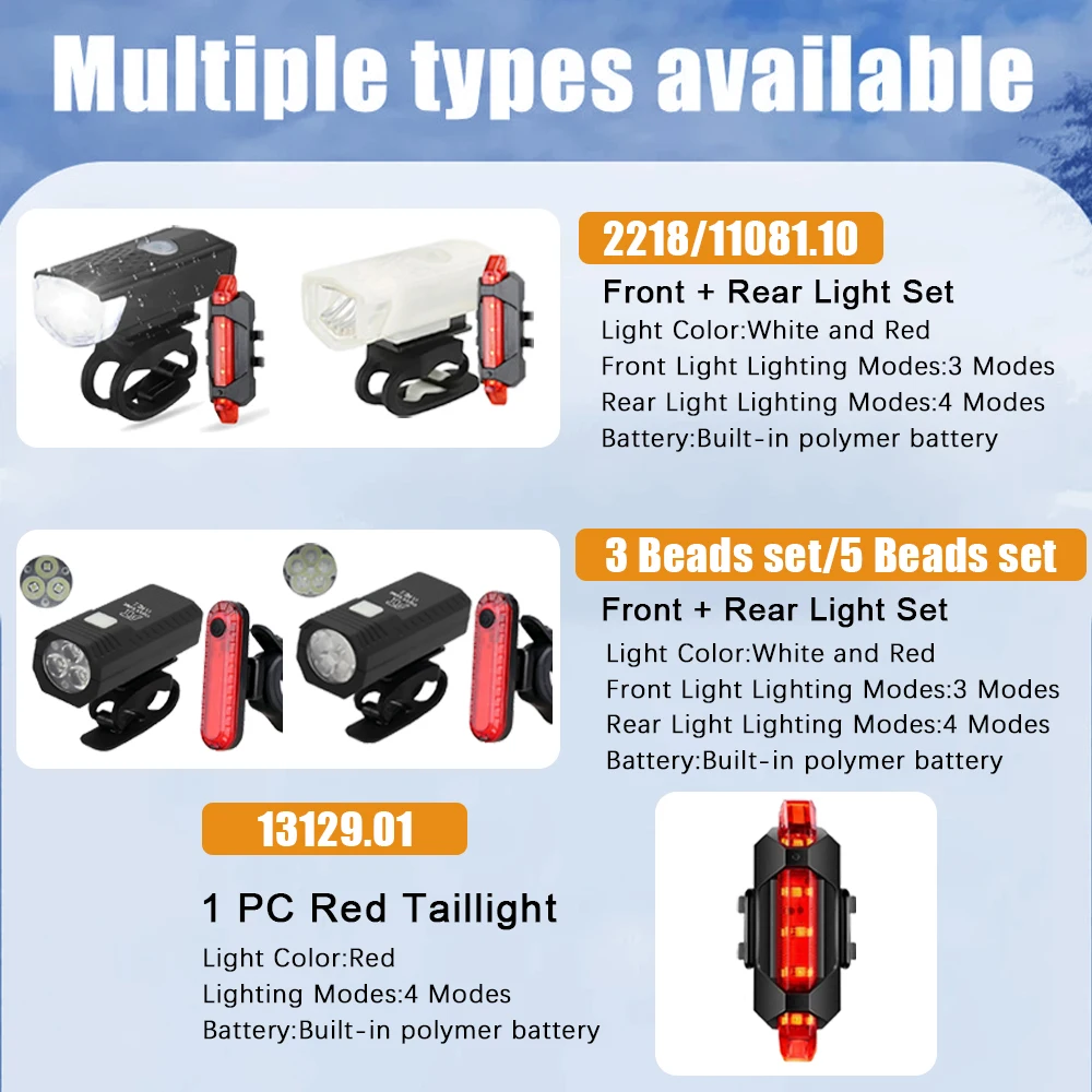 USB wiederaufladbares Fahrradlicht, Frontlicht, rotes Rücklicht – Bild 6