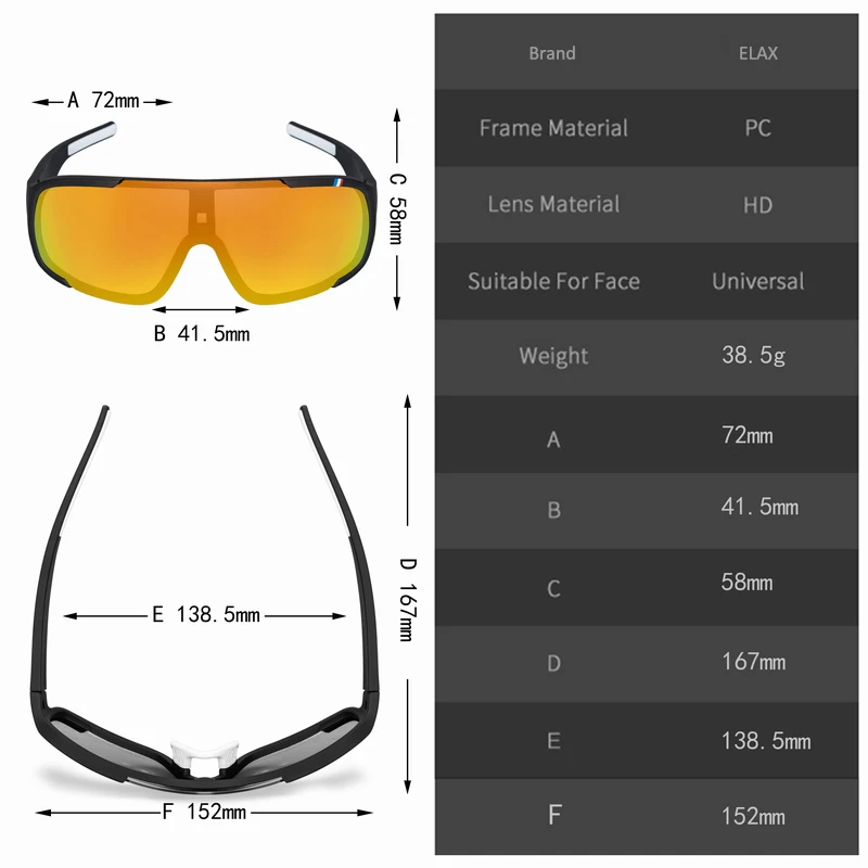 ELAX Polarisierte und photochrome Fahrradbrille Outdoor Angelbrille – Image 3