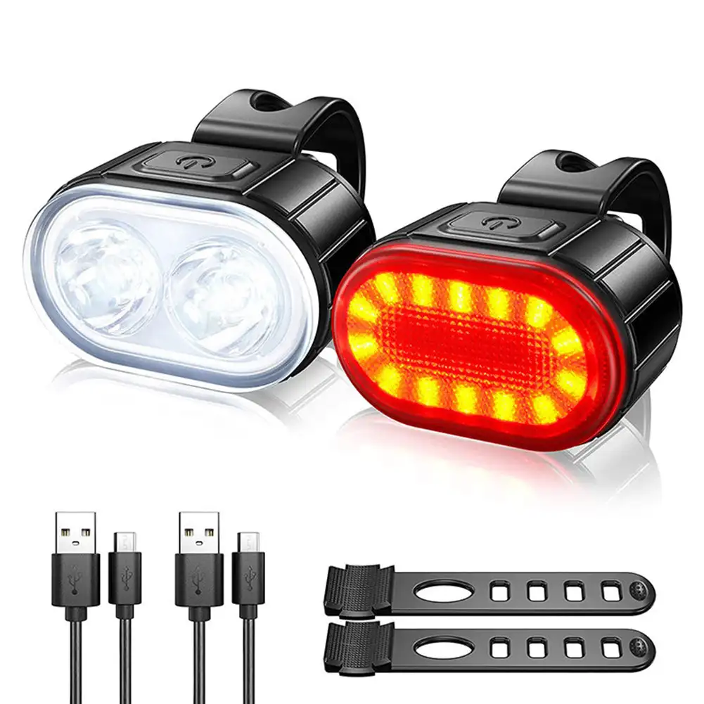 USB-Aufladbares Fahrrad-Vorder- und Rücklicht-Set, Vorder – Bild 3