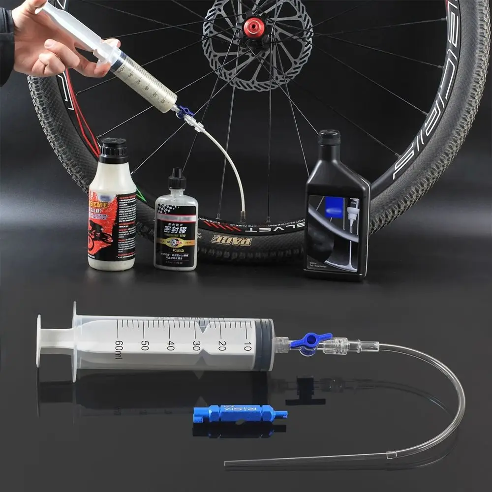 Kunststoff Rennrad Fahrrad Reifen Teile Tubeless Dichtmittel Injektor 60 ml Spritze Gummi Schlauch Kit Reifen