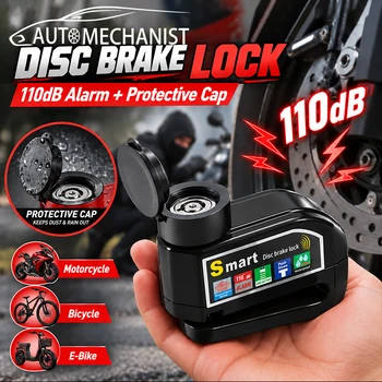 AUTOMECHANIST Motorrad-Bremsscheibenschloss mit Alarm, Diebstahlschutz, Wasserdichtes