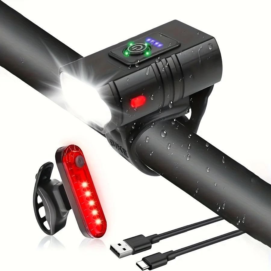 Vorderes Fahrradlicht USB-Aufladbar mit Leistungsanzeige LED-Fahrradbeleuchtung Wasserdichtes