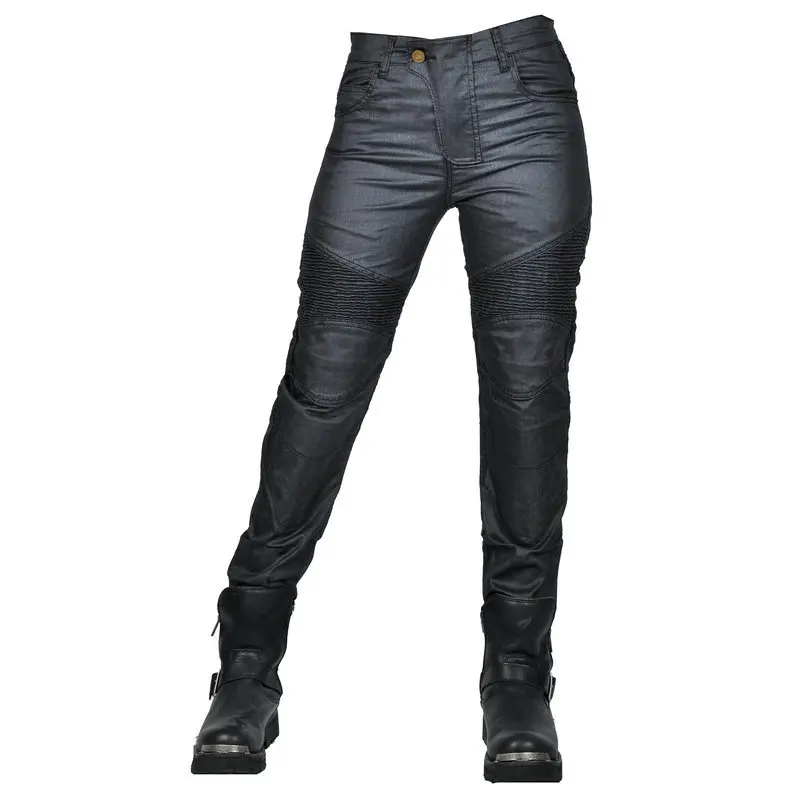 Damen-Motorradjeans, Retro-beschichtete, beschichtete Motorradhose, Motorrad-Rennhose, Anti-Drop