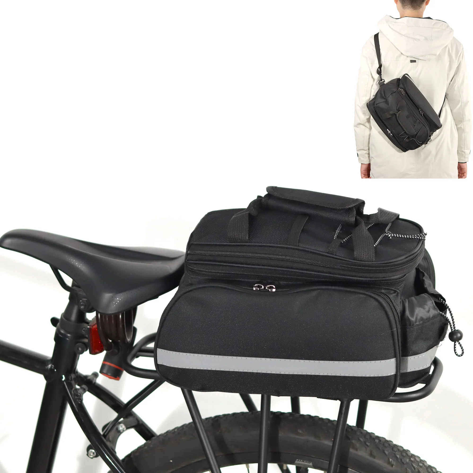 Fahrrad-Gepäckträgertasche, erweiterbar, 17-45L Fassungsvermögen, multifunktionale Fahrradtasche