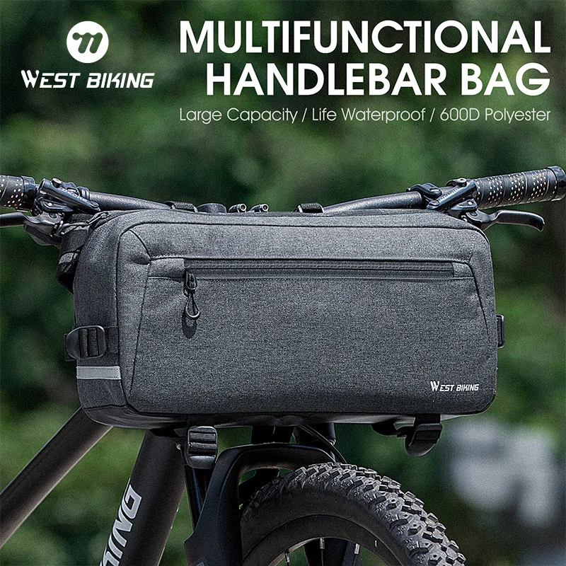 WEST BIKING Multifunktionale Lenkertasche 6,2 l große Kapazität MTB Rennrad Rahmen Pannier Umhängetasche