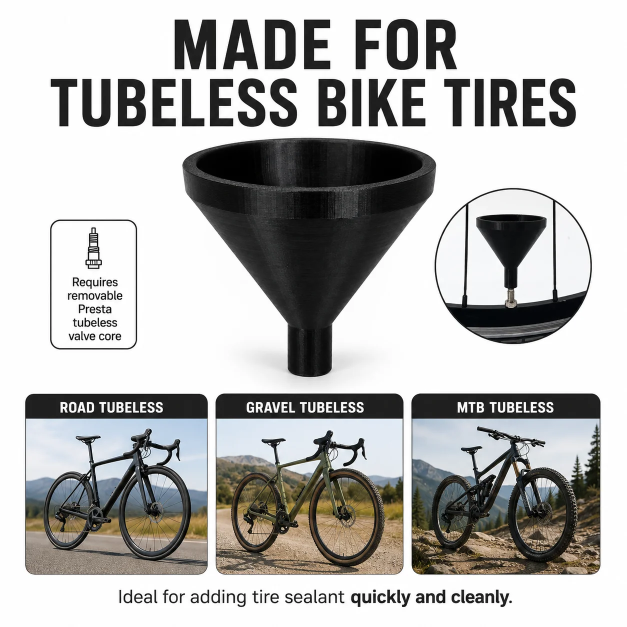 Fahrrad Tubeless Dichtmittel-Einfülltrichter für Presta-Ventile – Image 3