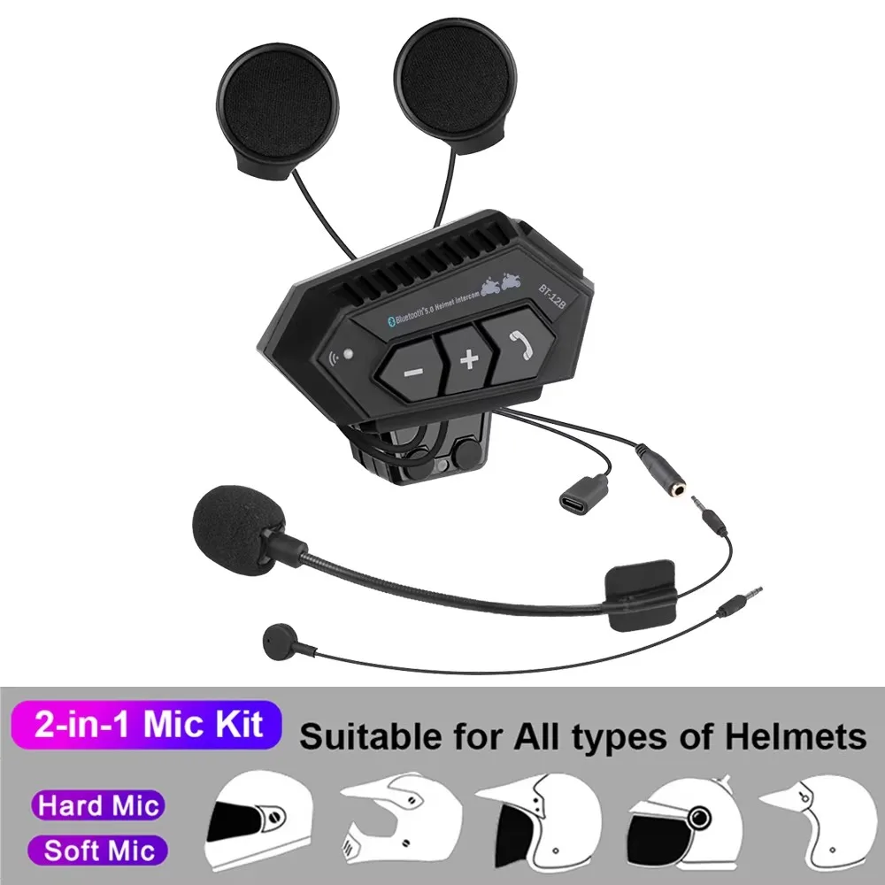Motorrad Helm Intercom Bluetooth 5,0 CSR Headset 2000mah Batterie Anti-störungen Freisprecheinrichtung