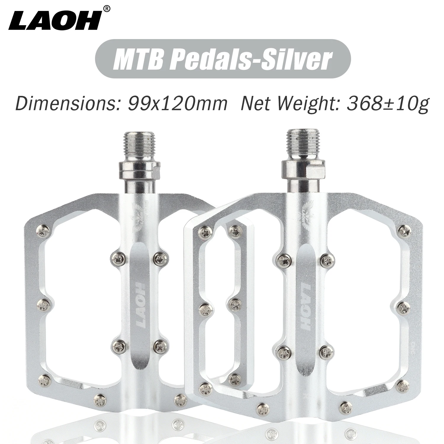 LAOH 3-Lager CNC-Aluminium-MTB-Pedale, breite Plattform, rutschfeste, ultraleichte Flachpedale für MTB, BMX
