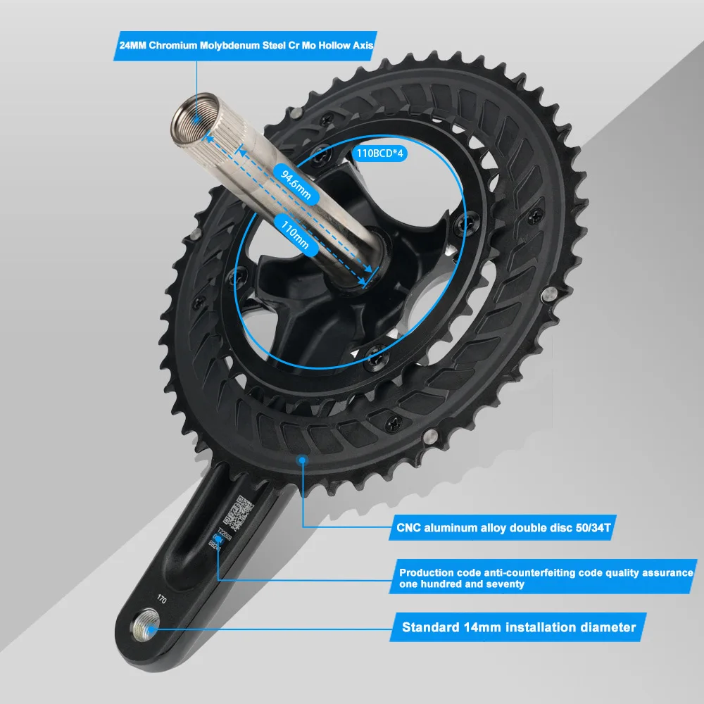 RIRO RACER R9 Rennrad Integrierte Kurbelgarnitur 170mm 110BCD 34-50T – Image 4