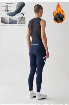 Herren Winter-Radhose mit 2 Seitentaschen, Thermofleece-Leggings, MTB-Rennrad-Fahrradhose, Sportbekleidung