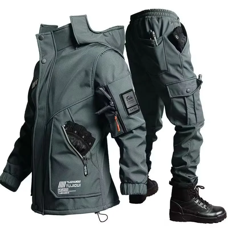 2025, Herren-Motorradjacke mit Herbst- und Winter-Samt-Trainingsset, verschleißfest, wasserdicht