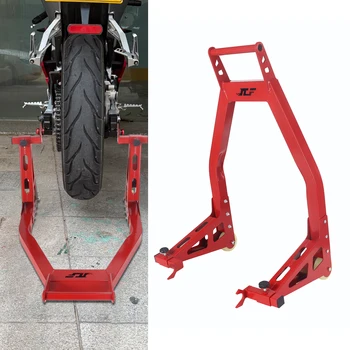 Schwarz/Rot Motorradständer Kombi-Hebeständer für Vorder- und Hinterrad, Doppelgabelständer