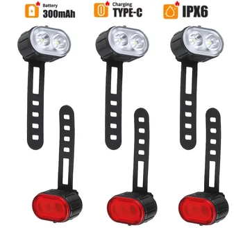 Fahrrad Vorder- und Rücklicht Set USB-Aufladbare Scheinwerfer MTB Wasserdichtes Rücklicht LED-Laterne
