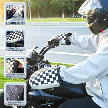 Motorradhandschuhe Winter Warm Wasserdicht Griffhandschuhe Fleece-Gefüttert Motorrad-Handschutz Für Roller