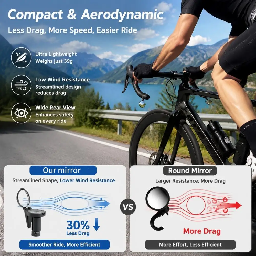 Fahrrad-Rückspiegel Lenker-Endspiegel HD-Spiegel 360° ° Drehbare – Bild 5