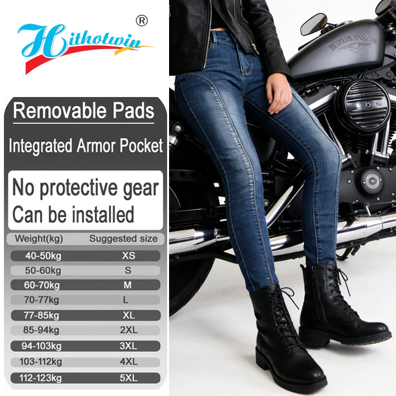 Schutzjeans für Damen Motorradhose Blaue Moto-Jeans Schutzausrüstung Motorrad-Hose 905