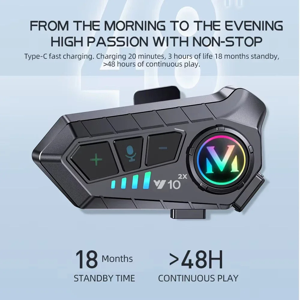 Kabelloses Motorradhelm-Bluetooth-Intercom-Headset 300m – Image 3