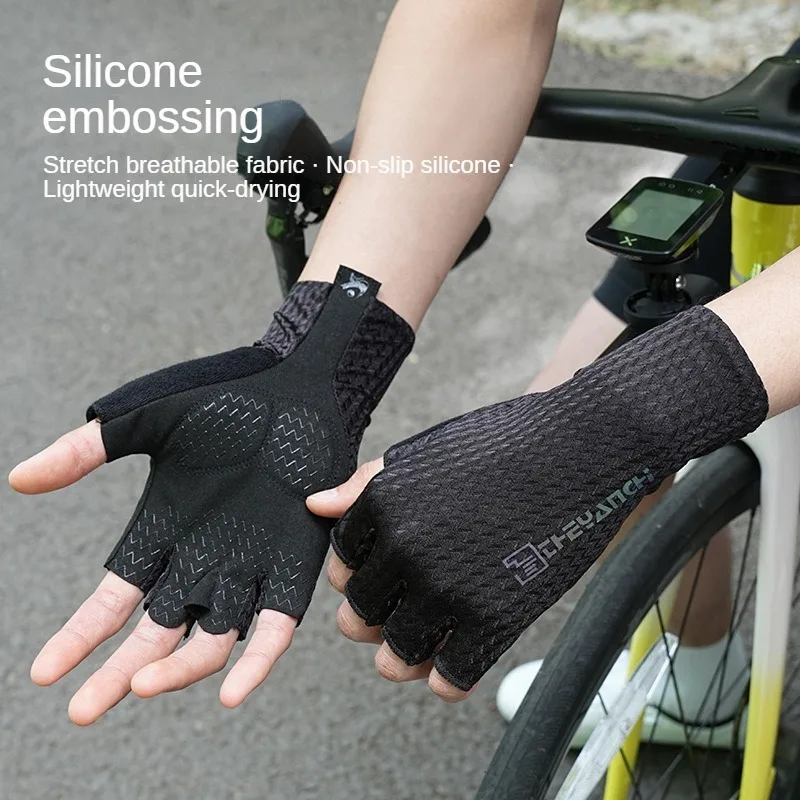 Halbfinger Radfahren Fahrradhandschuhe Fitness Atmungsaktive – Bild 3
