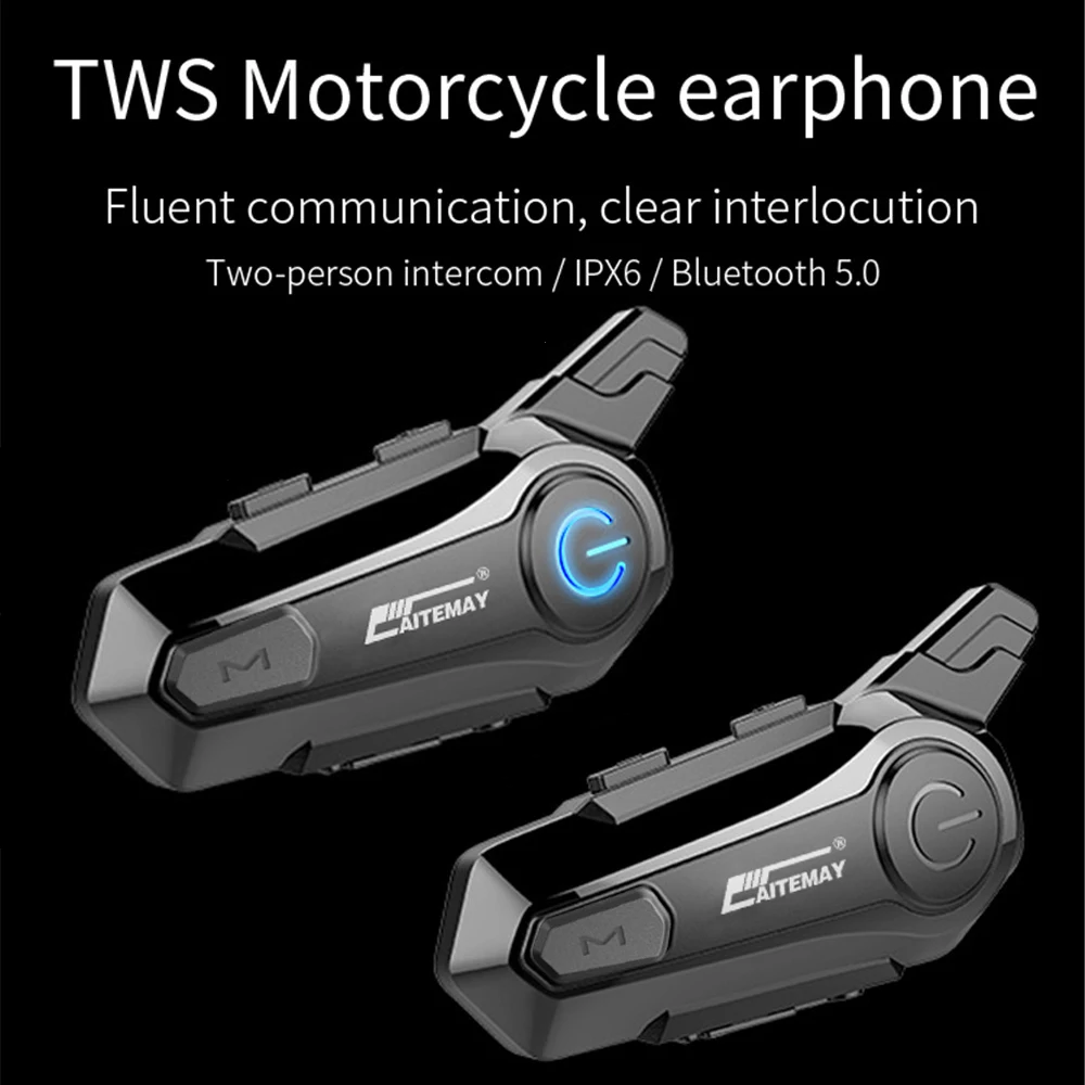 Motorrad-Intercom Bluetooth-Helm-Headset 800mAh für 2 Fahrer Intercomunicador IPX6 Wasserdichtes Interphone