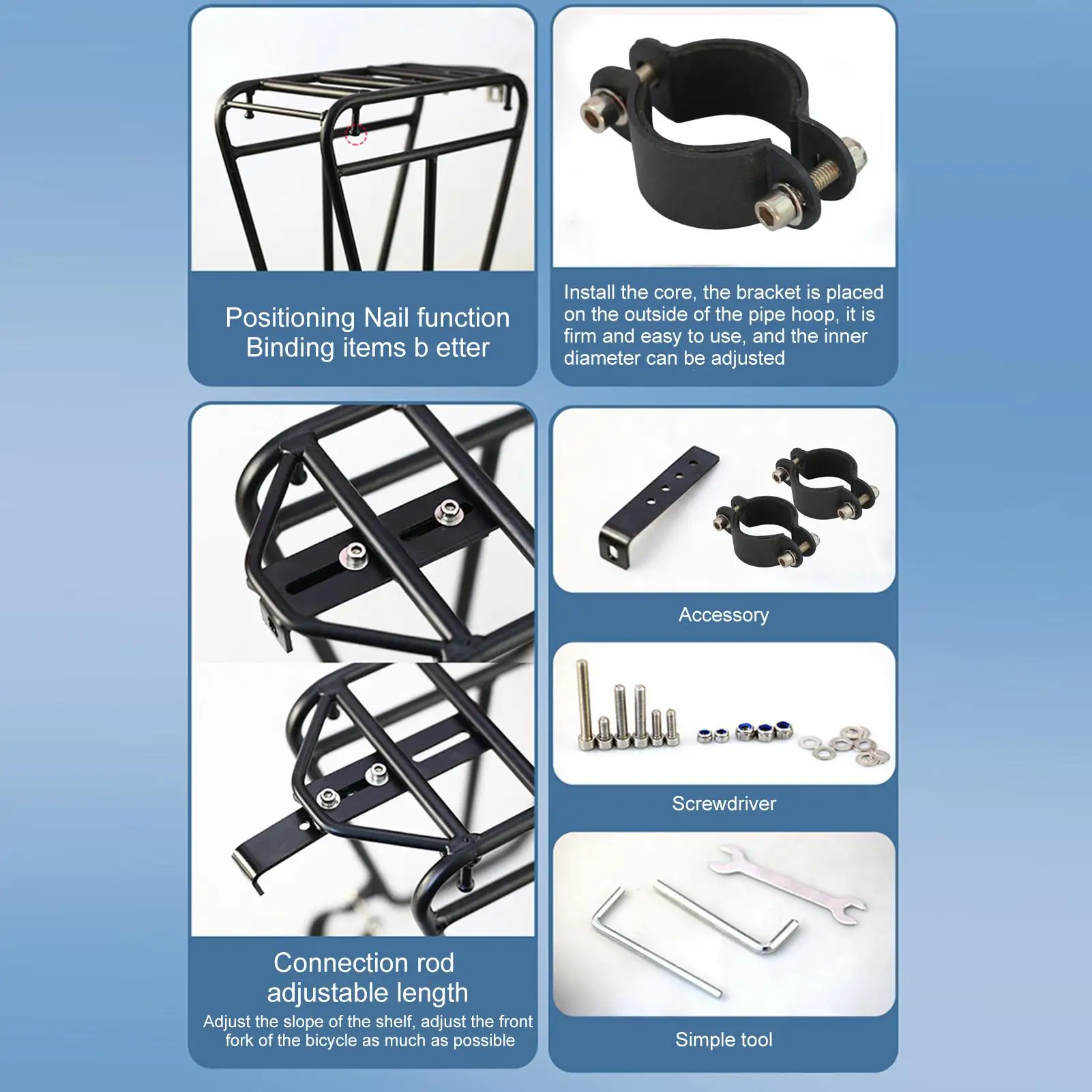 Fahrrad Gabel Gepäck Halterung Stahl Fahrrad Front Cargo Rack – Image 6