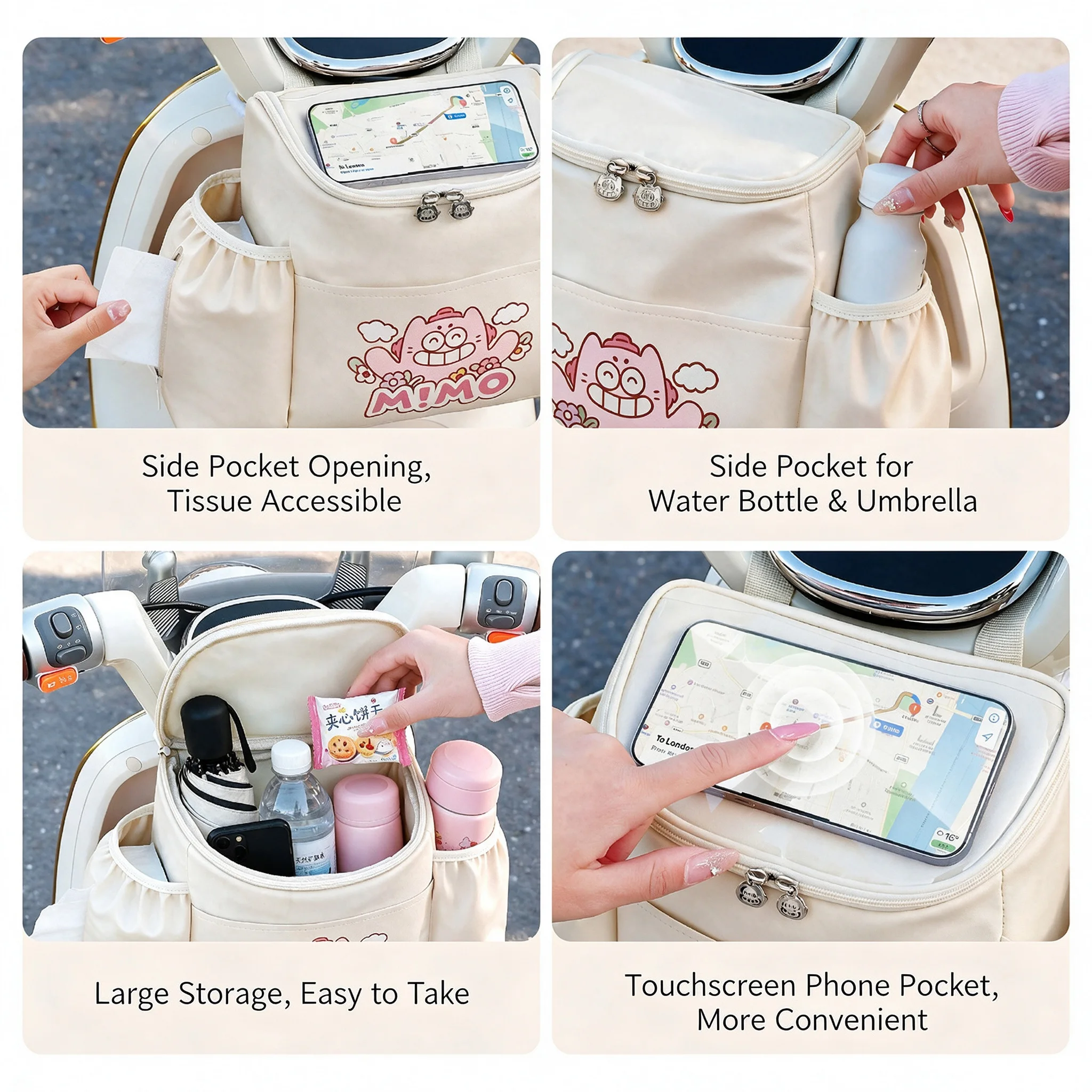 Elektrische Roller-Lenkertasche mit Touchscreen-Handyhalter – Image 4