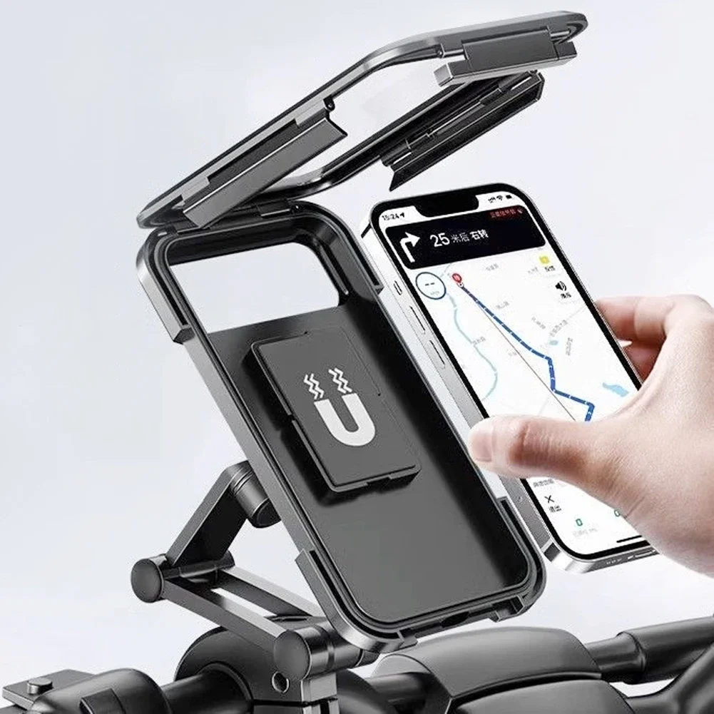 Wasserdichte Motorrad-Handyhalterung GPS 360 ° Schwenkbarer, verstellbarer Handyhalter für Fahrrad