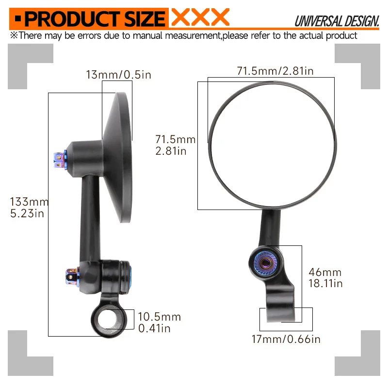 7/8" Universal Motorrad Rückspiegel Roller Motocross Rückspiegel 360 – Image 5