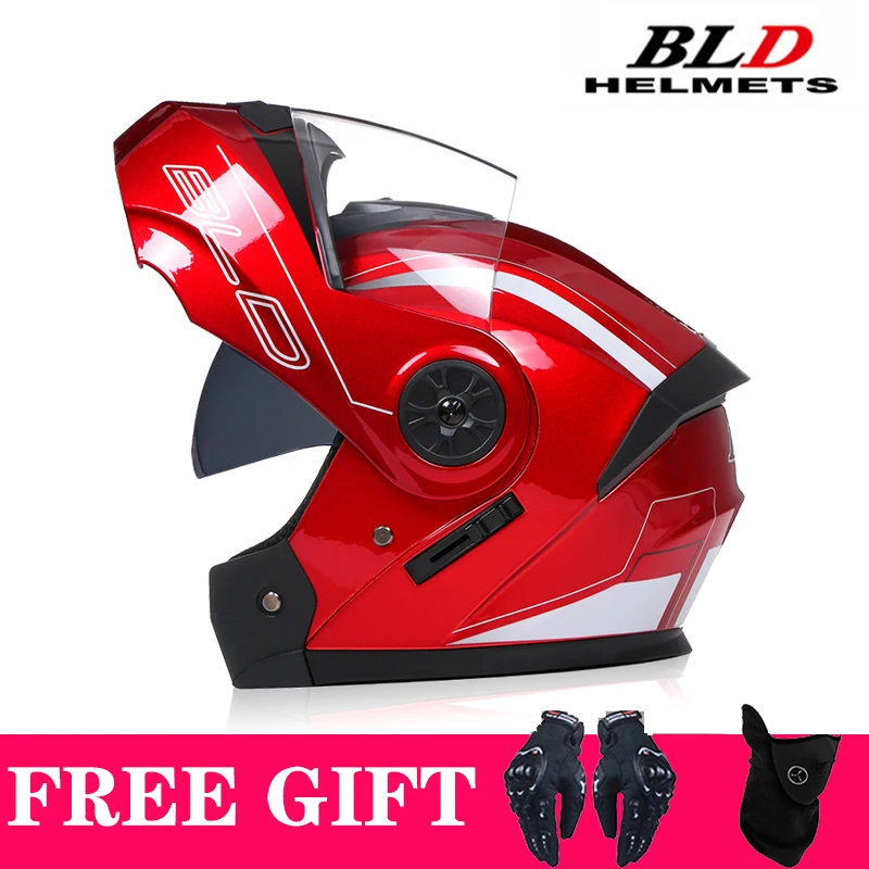 Motorradhelm Dual Lens Modulare Helme Hochklappbarer Motocross-Helm mit Sonnenblende Racing Moto Capacete
