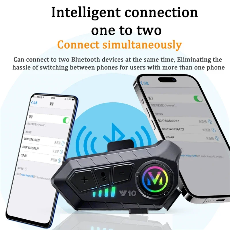 V5.3 Motorradhelm-Headset Bluetooth-Kopfhörer Sprachsteuerung – Immagine 3