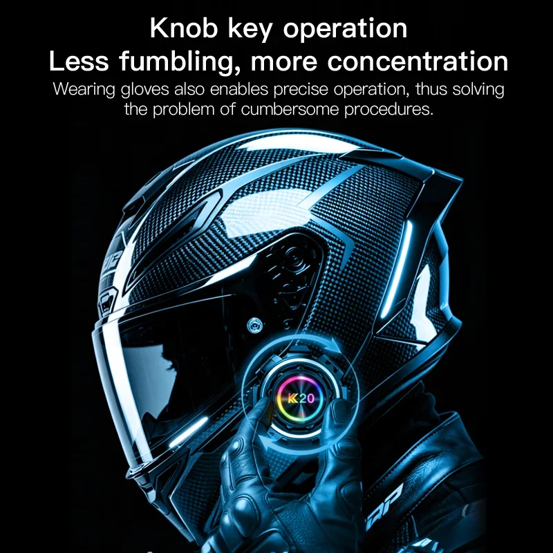 K20 Motorradhelm Bluetooth Intercom Headset 800M 2-Personen-Intercom – Bild 4