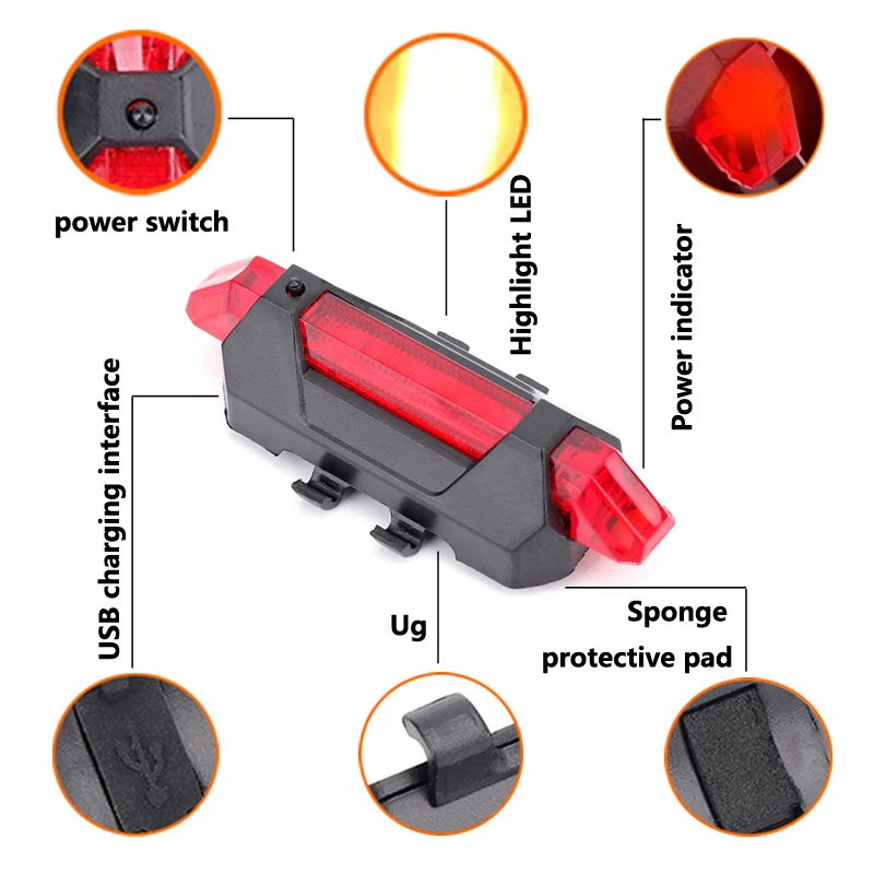 Radfahren Licht Set Fahrrad Laterne USB LED Wiederaufladbare MTB Licht – Bild 6