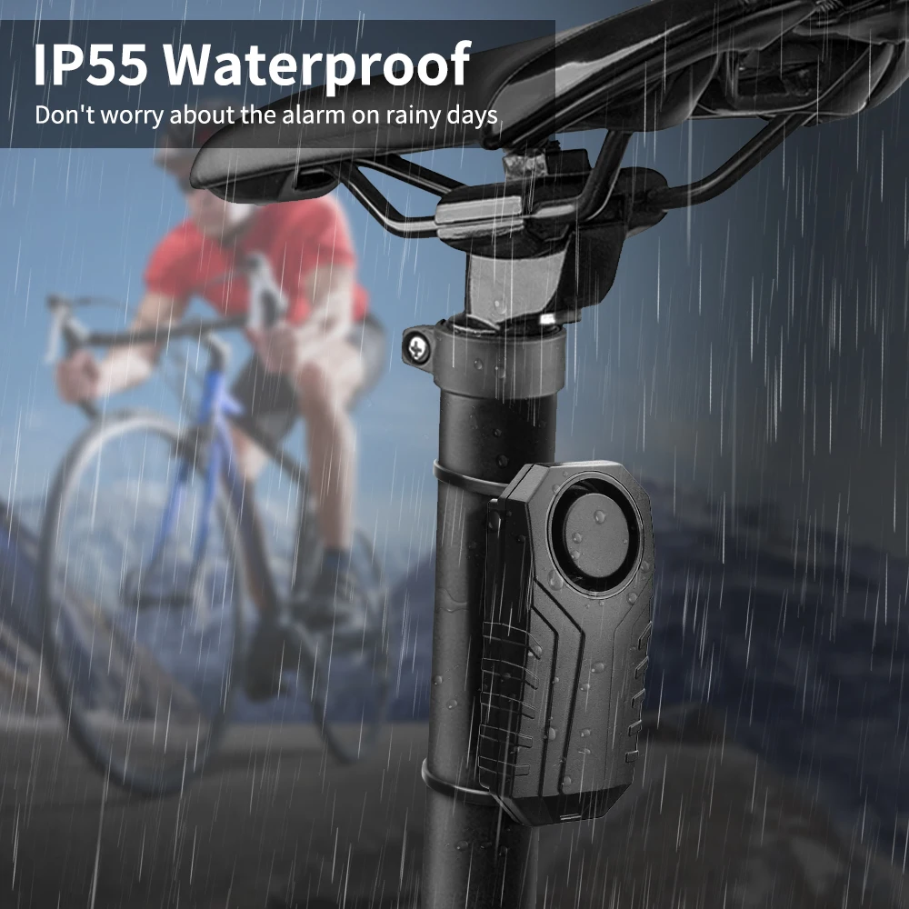 Fahrrad-Diebstahlalarm, kabellose Fernbedienung, wasserdicht – Immagine 3