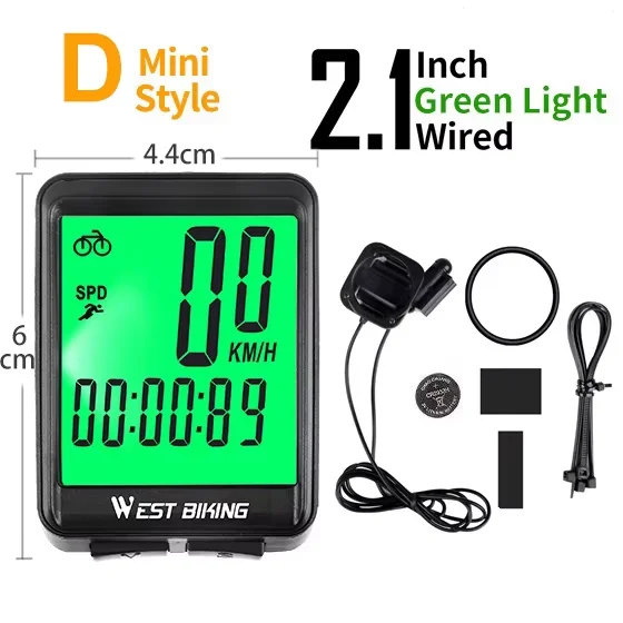 WEST BIKING 2,8 Zoll Fahrradcomputer Großbildschirm Tachometer Drahtloser kabelgebundener wasserdichter Sensor