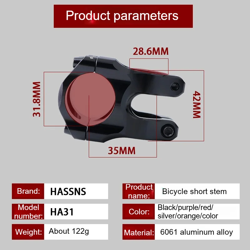 HASSNS MTB Power Stem 28 6 31 8mm Aluminiumlegierung Fahrradlenker – Image 3